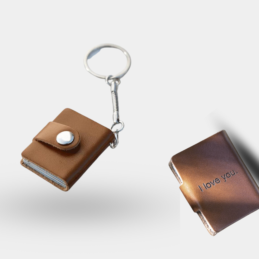 Personalized Mini Photo Keychain, Small Custom Leather Memory