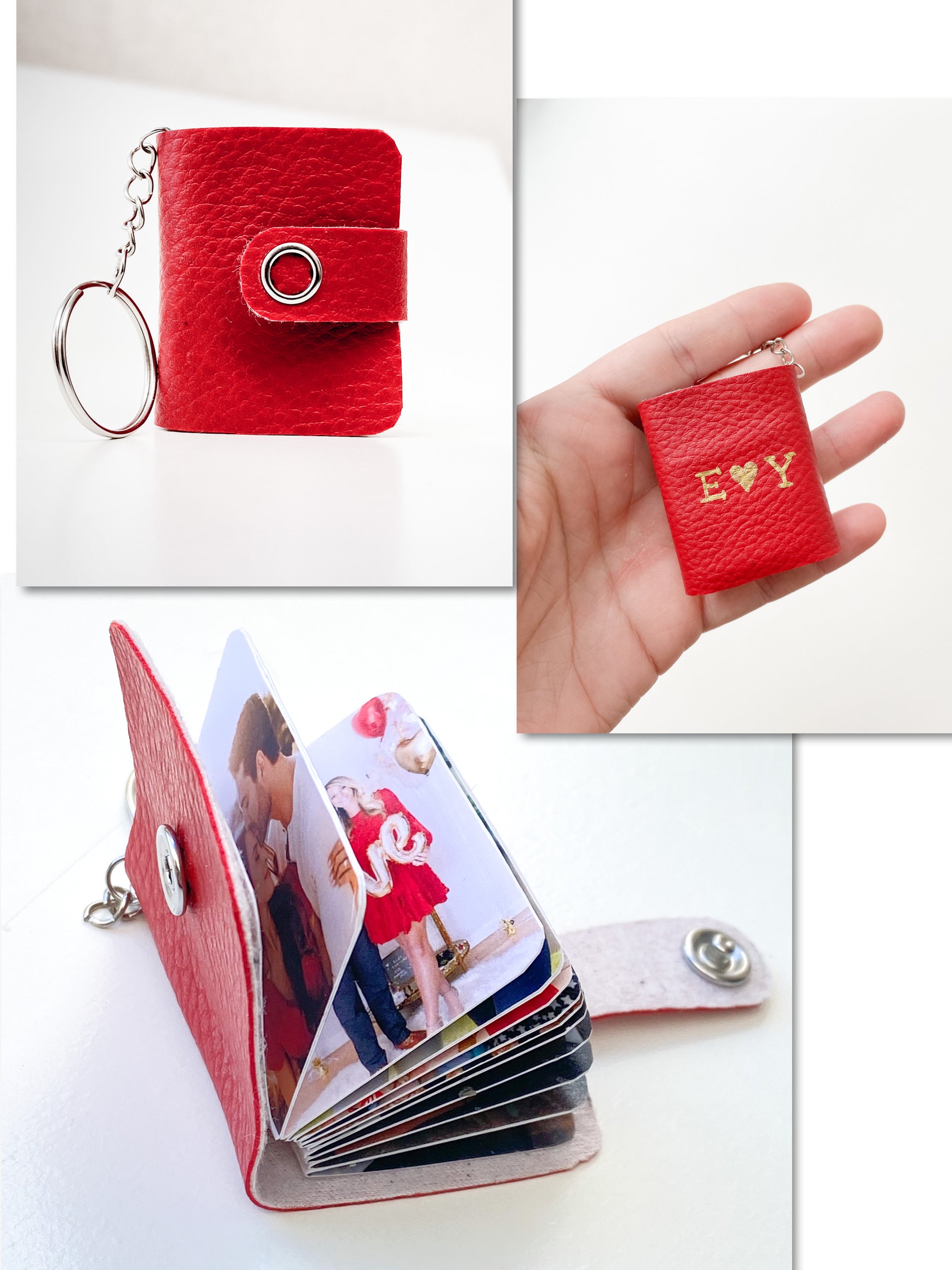 Mini Book Photo Album Leather Keychain - Personalized Gifts for